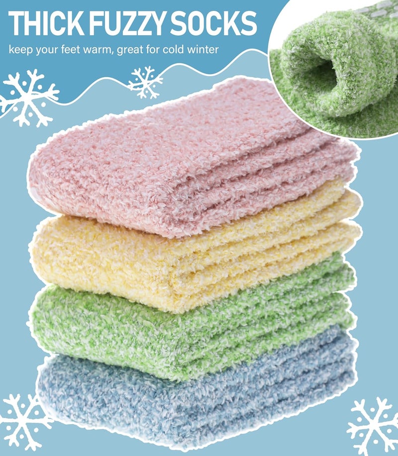 Yebing Store Non Slip Hospital Socks for Women with Grips Fuzzy Cozy Anti Skid Slipper Socks Winter Warm Soft Fluffy Sleep Socks - Image 4